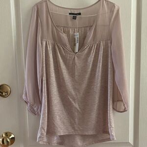 American Eagle Outfitters V-Neck Mixed Media Blouse